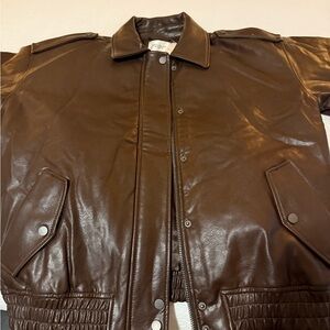 New With Tags - Abercrombie & Fitch Dark Brown Leather Bomber Jacket